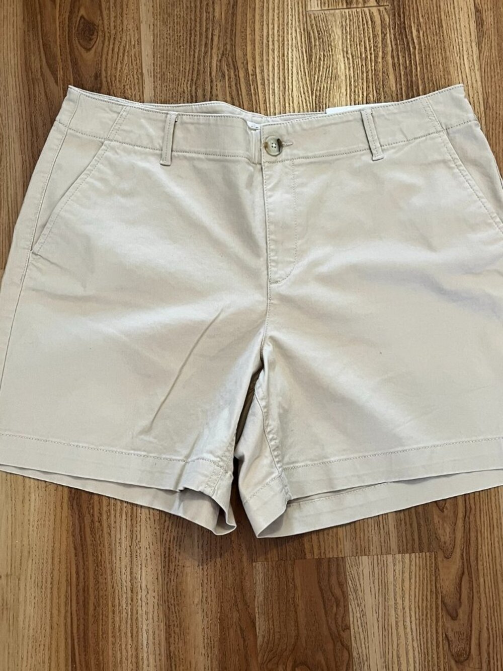 Loft Woman's The Monroe Natural Jute Curvy Chino Shorts Sz 14 Curvy